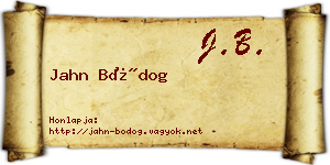 Jahn Bódog névjegykártya